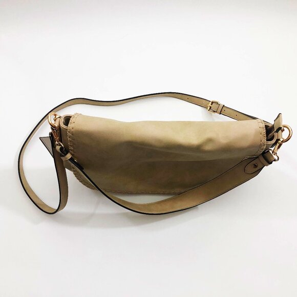 Jen & Co Jess Vegan Stitched Shoulder Bag Faux Suede Tan 15x11x3.5 inches - Picture 9 of 10